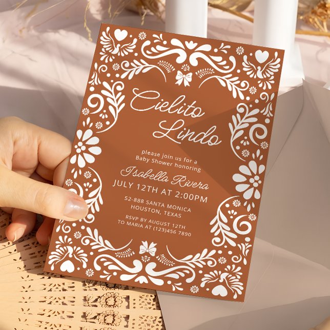 Invitation Papel en terre cuite Baby shower mexicain Picado (Créateur téléchargé)