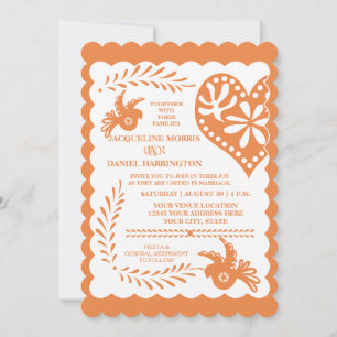 Invitation Papel Picado Citrus Orange Fiesta Bannière Mariage