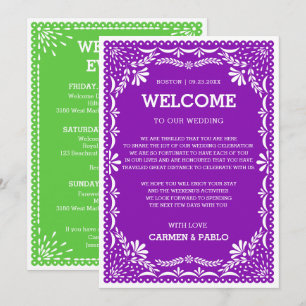 Invitation Papel Picado Colorful Mariage mexicain Note de bie