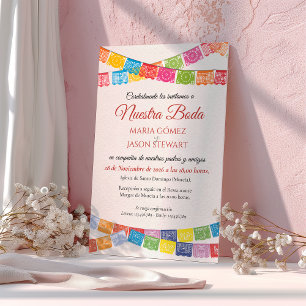 Invitation Papel Picado Élégant Coloré Mariage Mariage Espagn