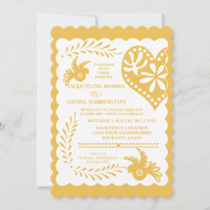 Invitation Papel Picado Gold Harvest Fiesta Mariage bannière