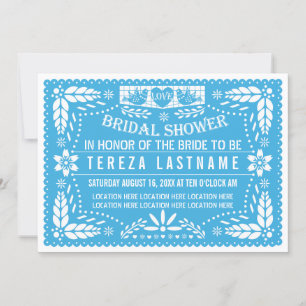 Invitation Papel picado inséparables bleu mariage douche nupt