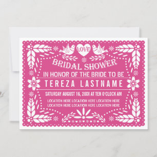 Invitation Papel picado lovebirds rose mariage douche