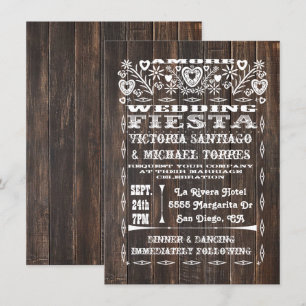 Invitation Papel Picado, Mariage mexicain de bois rustique