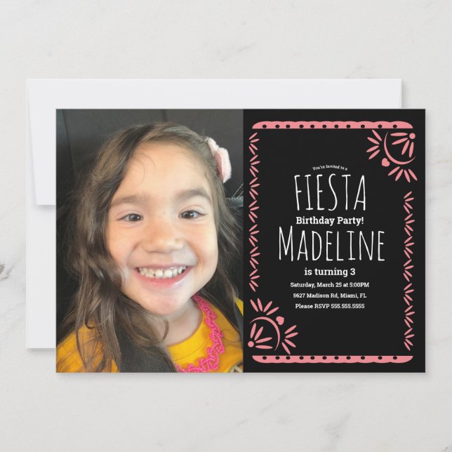 Invitation Papel Picado Mexicaine Anniversaire Fiesta Floral  (Devant)