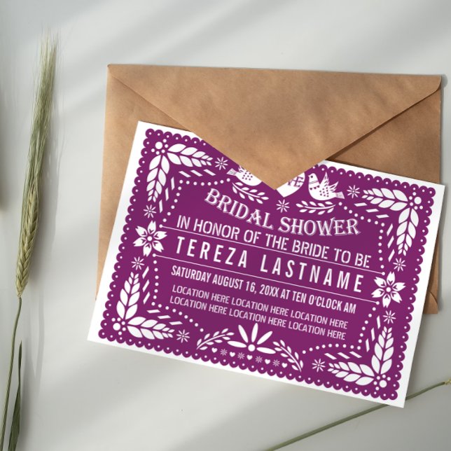 Invitation Papel picado moderne violet mariage douche nuptial (Créateur téléchargé)