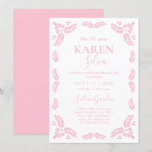 Invitation Papel Picado Quinceanera rose