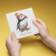 Papeterie de fête de Noël Macareux Joyeux