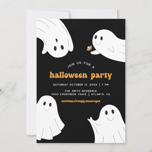 Invitation Papeterie de la fête d'Halloween | Halloween Fantô (Devant)