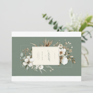 Invitation Papeterie de mariage florale vert sauge