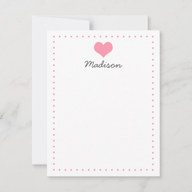 Invitation Papeterie personnalisée au coeur rose (Devant)