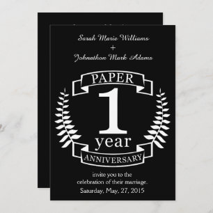 Invitation Papier 1er anniversaire mariage 1 an