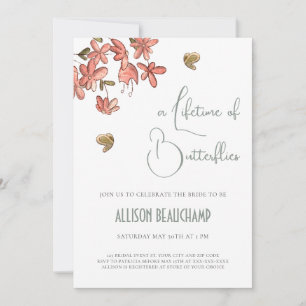 Invitation Papier à Lettre Papillon Floral Code QR pour Enter