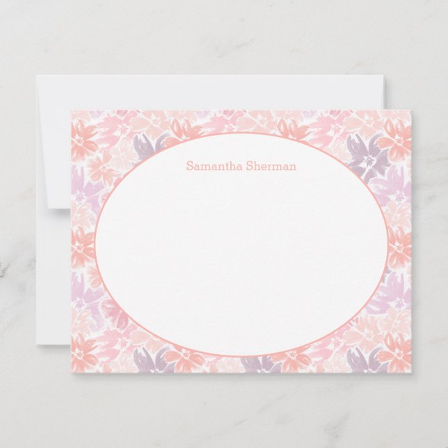 Invitation Papier à lettres en Merci rose et violet à motifs  (Devant)