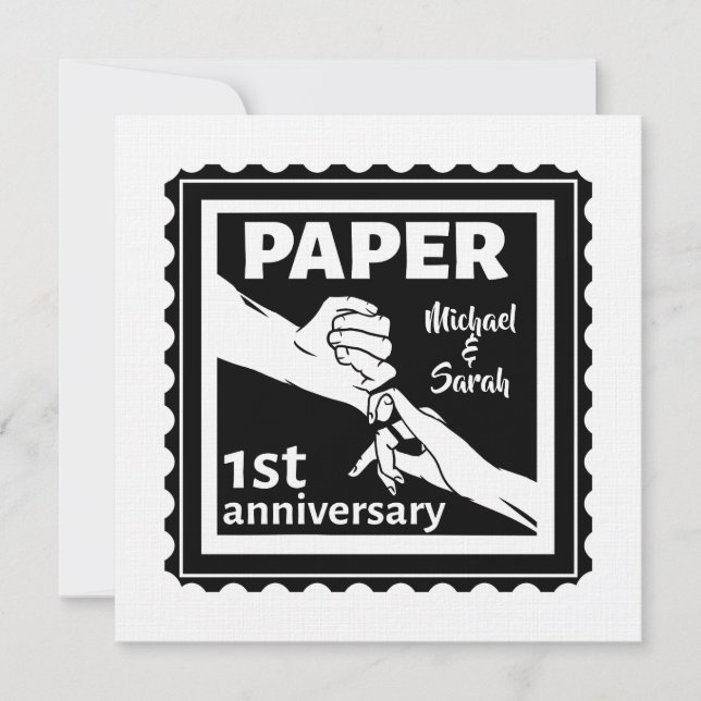 Invitation Papier anniversaire de mariage traditionnel 1ère a (Devant)