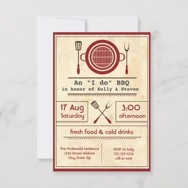 Invitation Papier antique "je fais" partie de BBQ - (Devant)