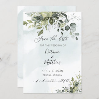 Invitation Papier Aquarelle Rustique Eucalyptus Verdure Enreg