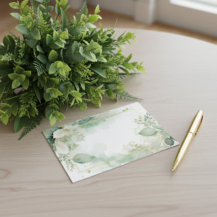 Invitation Papier aquarelle vert et or vierge Mariage