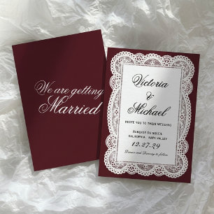 Invitation Papier Blanc Dentelle Vintage Chic Romantique Mari