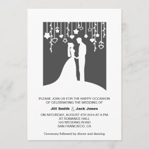 Invitation Papier coupé en noir et blanc pour marié