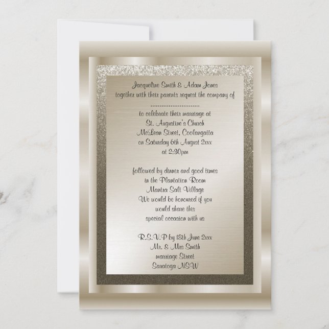 Invitation Papier de mariage métallique en bronze (Devant)