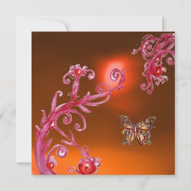 Invitation PAPIER DE SOIE ORANGE AGATE rose vif, rouge jaune (Devant)