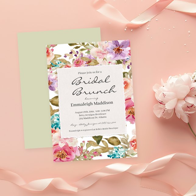 Invitation Papier déchiré Ressort Melody Floral Bridal Brunch (Créateur téléchargé)