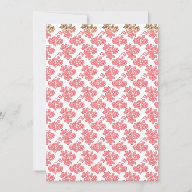 Invitation Papier d'emballage floral rouge et rose vif (Devant)