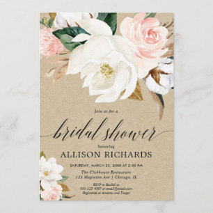 Invitation Papier d'emballage rustique rougissent douche