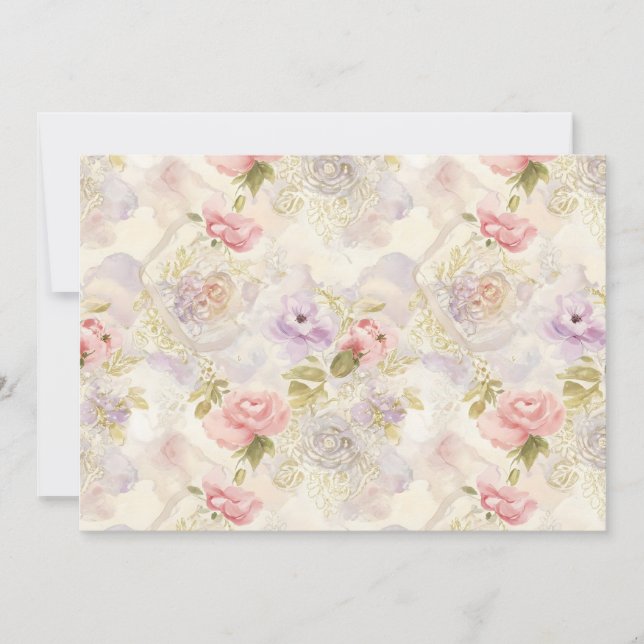 Invitation Papier d'enveloppement floral à aquarelle romantiq (Devant)