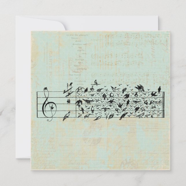 Invitation Papier du personnel Birds & Musique Monnaie verte  (Devant)
