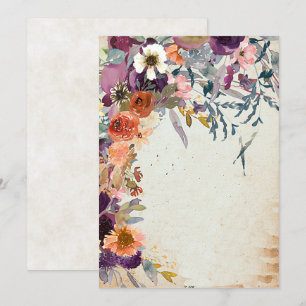 Invitation Papier floral à l'aquarelle mixte automne vierge