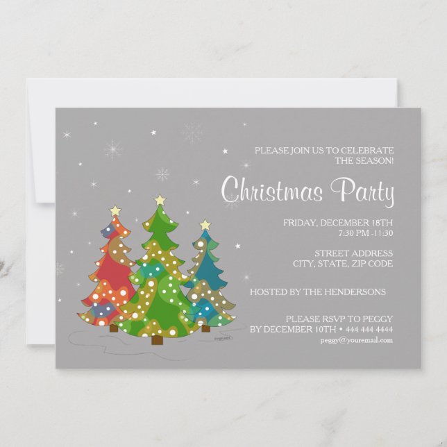 Invitation papier gris de fête de Noël moderne (Devant)