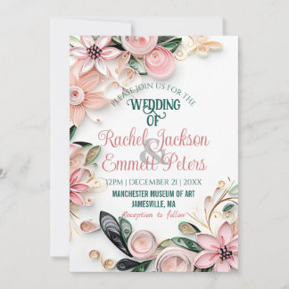 Invitation Papier Mariage à cadre Pastel Pink