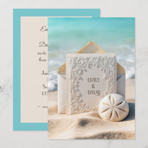 Invitation Papier mariage Avec Dollar De Sable De Plage