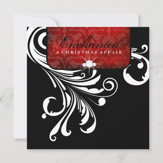 Invitation Papier métallisé 311-Enchanted Red Swanky Swirls (Devant)