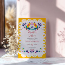 Papier mexicain Picado Jaune Nuestra Boda Mariage
