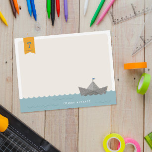 Invitation Papier Nautique Bateau Monogramme Drapeau Papeteri