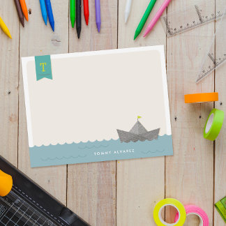 Invitation Papier Nautique Bateau Monogramme Drapeau Papeteri