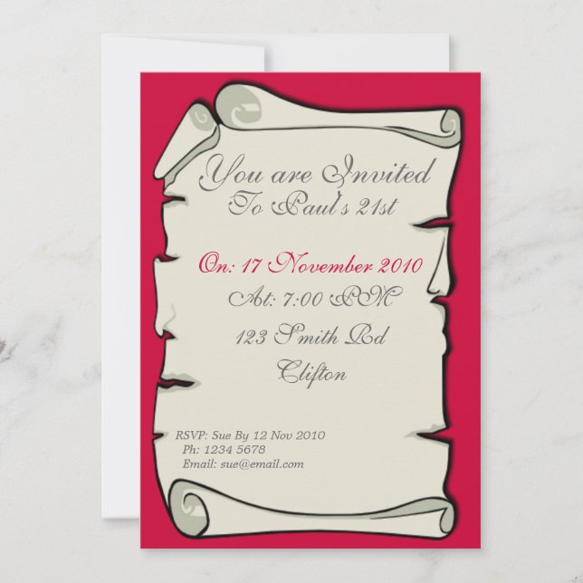 Invitation papier parchemin (Devant)