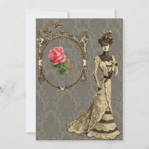 Invitation Papier peint et dame victorienne