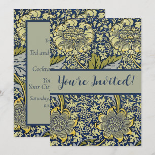 Invitation Papier Peint Floral William Morris Kennet Bleu Or