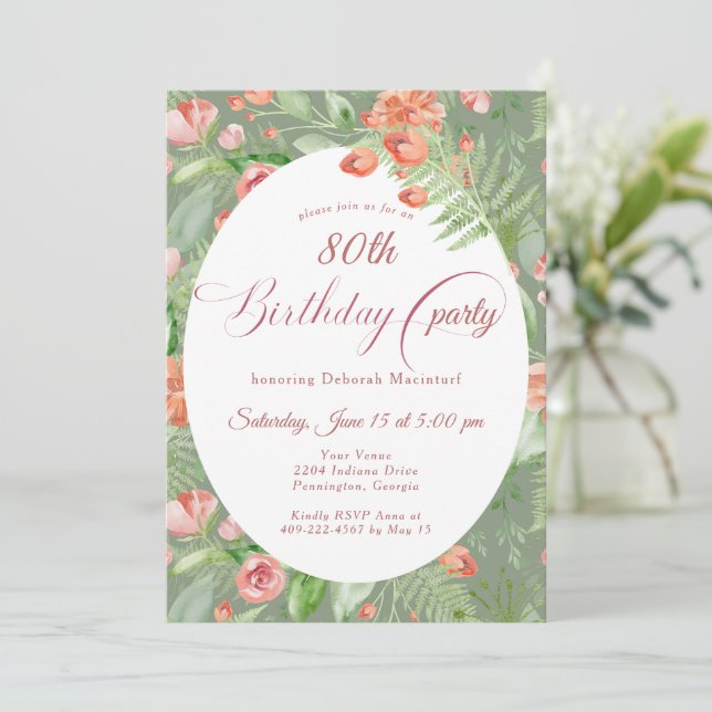 Invitation Papier peint vintage Roses Floral 80e (Debout devant)