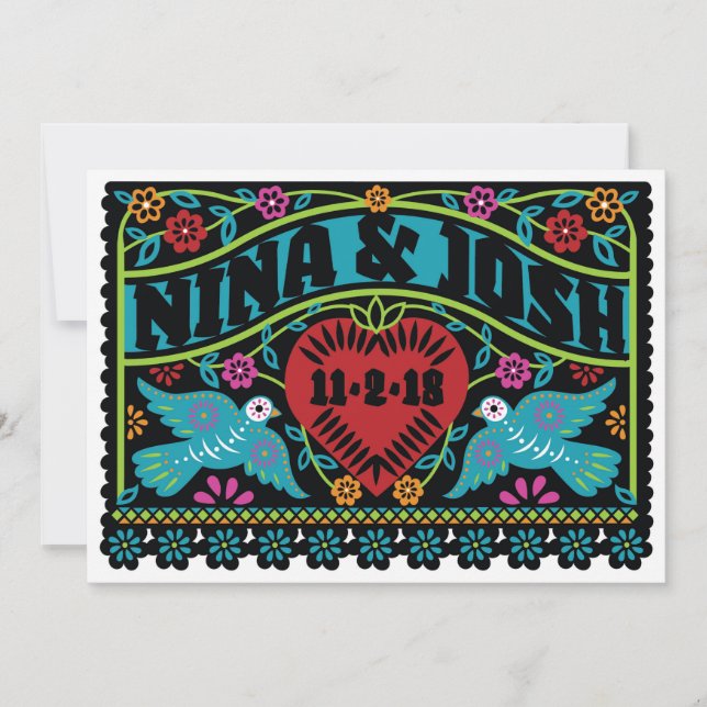 Invitation Papier personnalisé Picado Lovebirds pour Nina 2 (Devant)