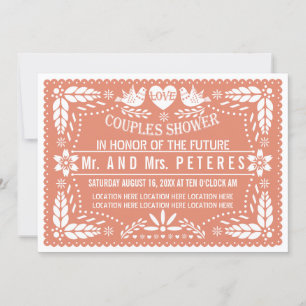Invitation Papier picado corail mariage douche