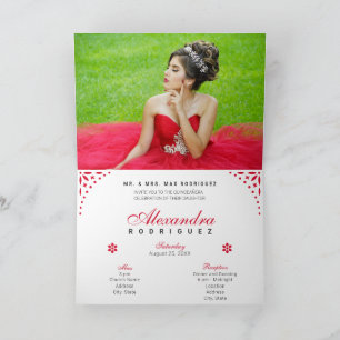 Invitation Papier rouge Picado Mis Quince Años