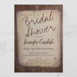 Invitation Papier rustique Vintage Country Heart Fête des mar