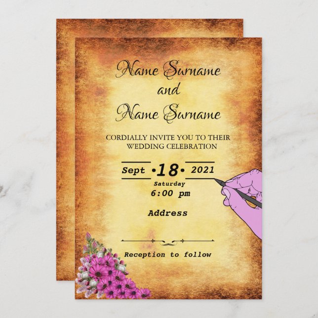 Invitation papier vintage (Devant / Derrière)