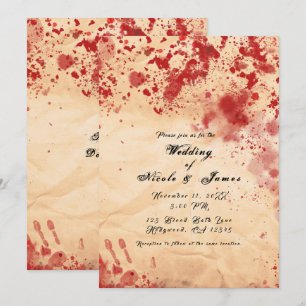 Invitation Papier Vintage sanglant Halloween Mariage gothique