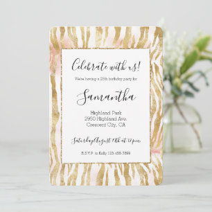 Invitation Papier Zèbre rose or